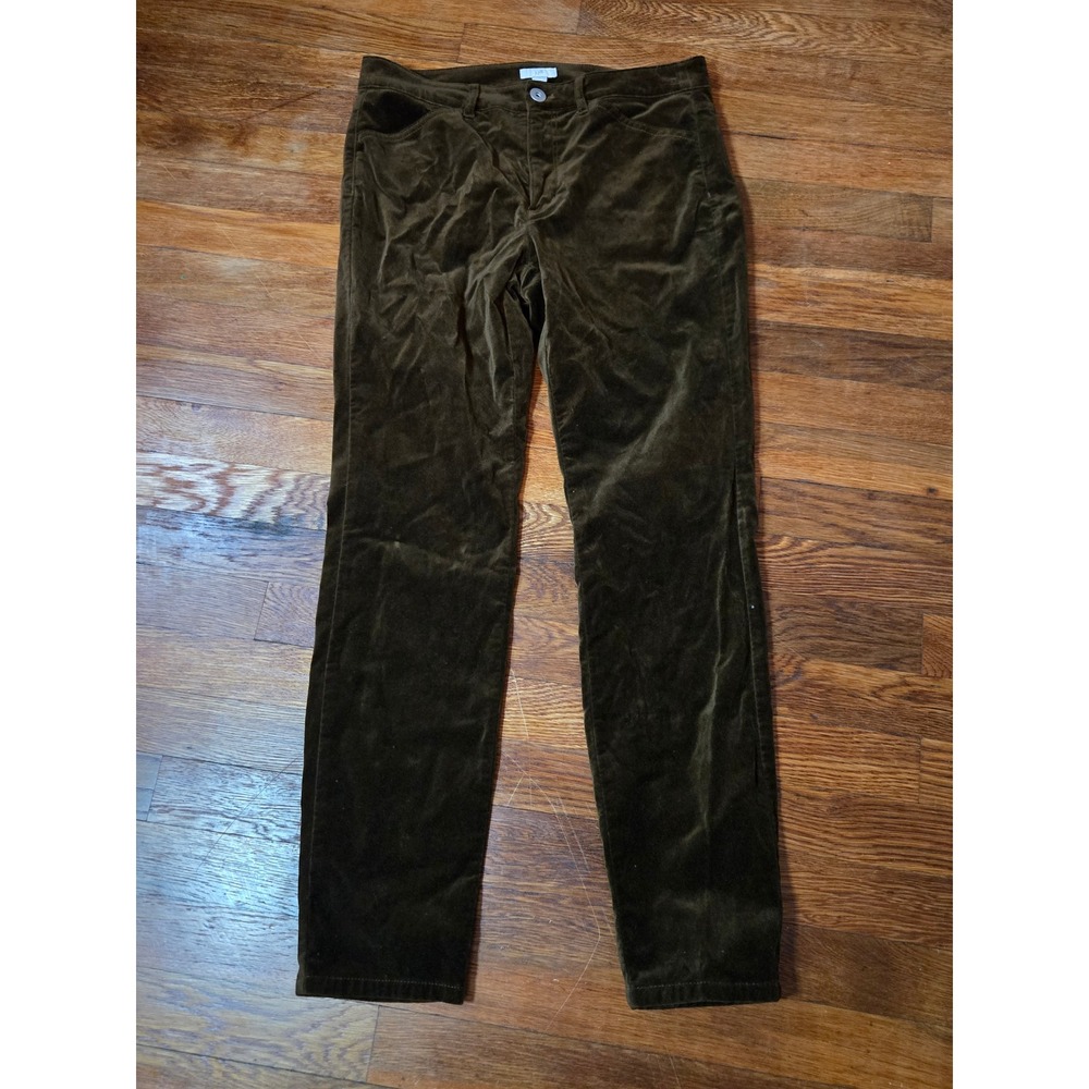 J.Jill Women Olive Green Brown Velvet Corduroy Straight Leg Pants Size 6